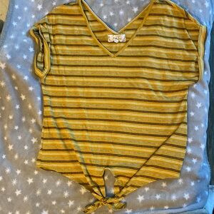 Pink Rose yellow striped top